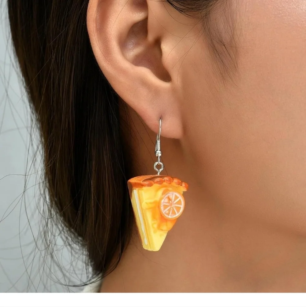 Orange and Yellow Pie Slice Earrings